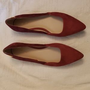 Calvin Klein Burgundy Red Suede Pointed Flats
